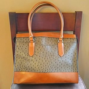 Ostrich pattern faux leather tote bag